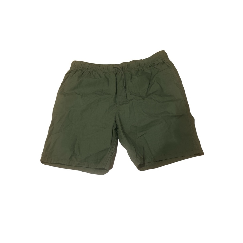 H&M Men’s Dark Green Regular Fit Mid Length Shorts, Large